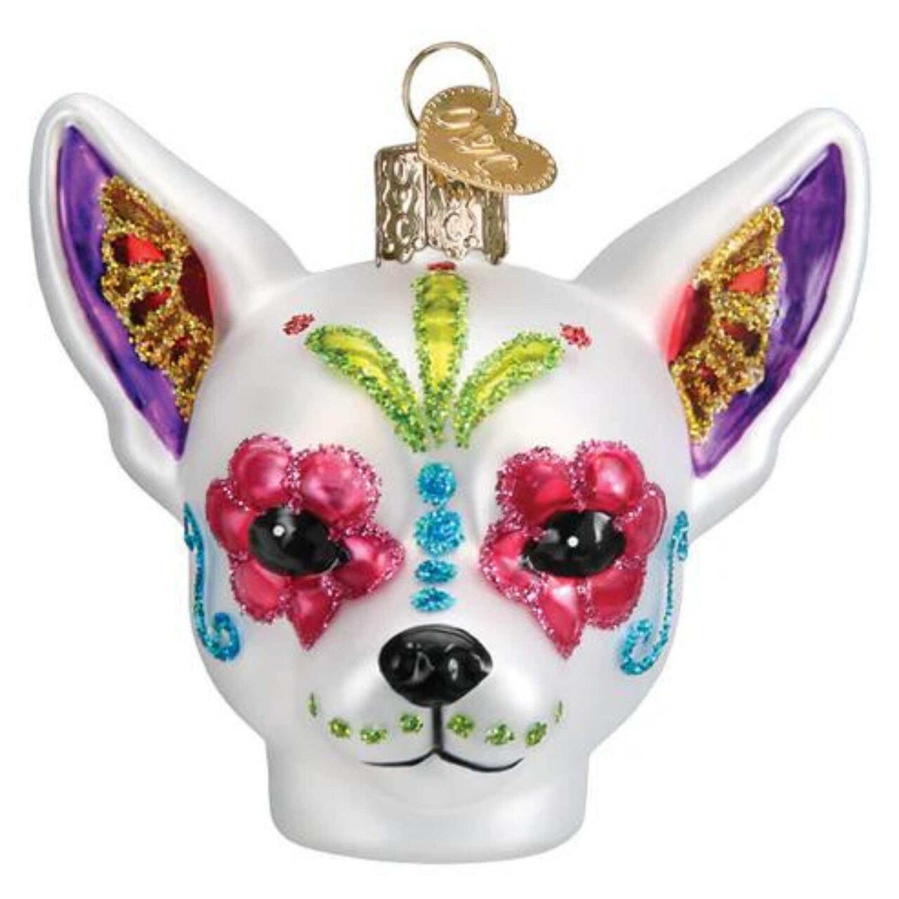 Old World Christmas 2.5 Inch Dia De Los Muertos Dog Halloween Tree Ornament , Ornament Day Of Dead Mexican Holiday